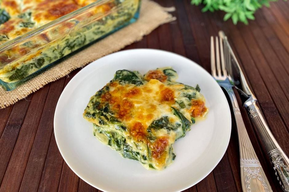 With Bechamel Sauce: Spinach Gratin